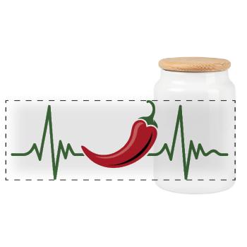 Design de chili battement de cœur - Boîte à biscuits avec couvercle en bois - blanc - Devant