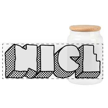 NICE Dotted – Club & Electro Party Design - Panoramic Cookie Jar with Wooden Lid - white - Front