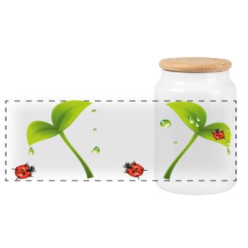 Ladybird - Panoramic Cookie Jar with Wooden Lid - white - Front