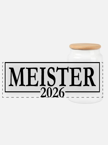 Meister 2026 Meisterschaft - Panorama Keksdose mit Holzdeckel - Weiß