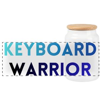 Gamer-/Programmierer-T-Shirt – Keyboard Warrior - Panorama Keksdose mit Holzdeckel - Weiß - Vorne
