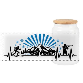 Biathlon Heartbeat Gift Fan - Panoramic Cookie Jar with Wooden Lid - white - Front