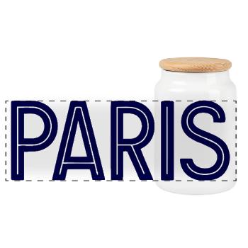 Paris Midnight Blue Geometric Typography - Panoramic Cookie Jar with Wooden Lid - white - Front