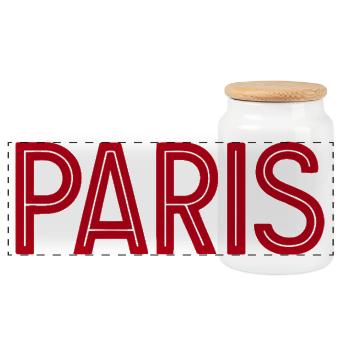 Paris Rouge Typographie Géométrique - Boîte à biscuits avec couvercle en bois - blanc - Devant