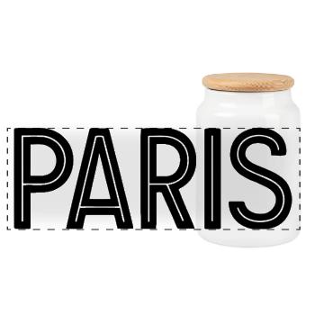 Paris Noir Typographie Géométrique - Boîte à biscuits avec couvercle en bois - blanc - Devant