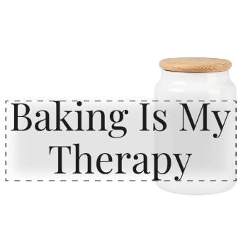 Baking is my therapy - Panoramic Cookie Jar with Wooden Lid - white - Front