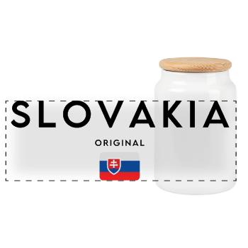 Flagge der Slowakei, minimalistisch-elegantes Design - Panorama Keksdose mit Holzdeckel - Weiß - Vorne