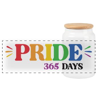 LGBT-Pride-Monat – Pride 365 Tage - Panorama Keksdose mit Holzdeckel - Weiß - Vorne
