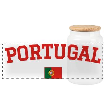Drapeau du Portugal : Rouge - Boîte à biscuits avec couvercle en bois - blanc - Devant