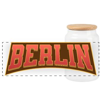 Berlin - Panorama Keksdose mit Holzdeckel - Weiß - Vorne