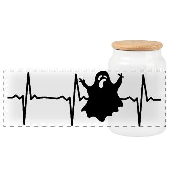 Halloween Heartbeat Ghost Halloween Ghost - Panorama Keksdose mit Holzdeckel - Weiß - Vorne