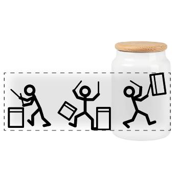 Trois batteurs - Boîte à biscuits avec couvercle en bois - blanc - Devant