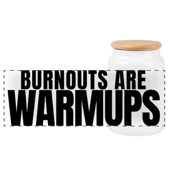 Drag Racing - Burnouts Are Warmups - Motorsport - Panorama Keksdose mit Holzdeckel - Weiß - Vorne