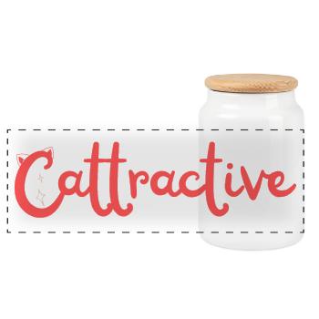Cattractive - Boîte à biscuits avec couvercle en bois - blanc - Devant