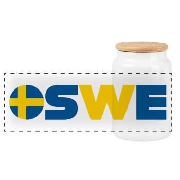 Suède - Boîte à biscuits avec couvercle en bois - blanc - Devant