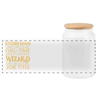 Storeman multitasking Wizard - Panorama Keksdose mit Holzdeckel - Weiß - Vorne