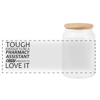 Pharmacy assistant Crazy - Panoramic Cookie Jar with Wooden Lid - white - Front