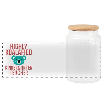 Kindergarten teacher Koalafied - Panorama Keksdose mit Holzdeckel - Weiß - Vorne
