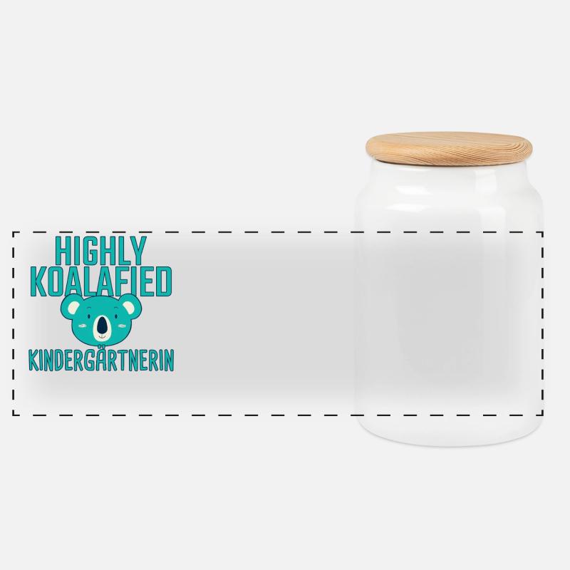 Enseignant de maternelle Koalafied Kindergarten - Boîte à biscuits avec couvercle en bois - blanc