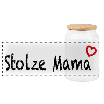 Stolze Mama Muttertag  - Panorama Keksdose mit Holzdeckel - Weiß - Vorne