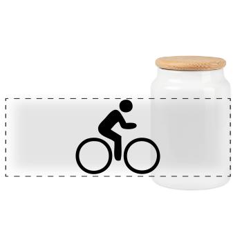 Bicycle riders - Panoramic Cookie Jar with Wooden Lid - white - Front