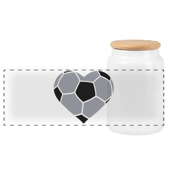 Fußballherz Paneldesign - Panorama Keksdose mit Holzdeckel - Weiß - Vorne