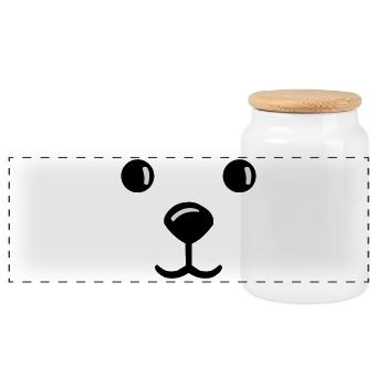 teddy face gesich smile teddybär - Panorama Keksdose mit Holzdeckel - Weiß - Vorne