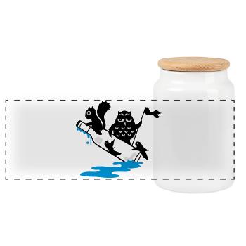 The Bottle Arc - Panoramic Cookie Jar with Wooden Lid - white - Front