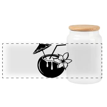 Coconut milk cocktail with flower - Panoramic Cookie Jar with Wooden Lid - white - Front