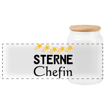 Sterne Chefin Geschenk - Panorama Keksdose mit Holzdeckel - Weiß - Vorne