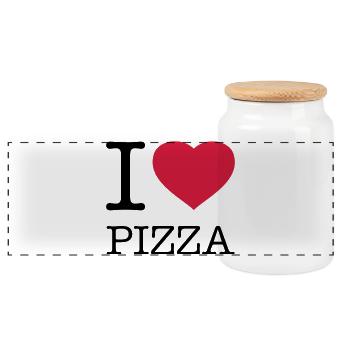 J’ADORE LA PIZZA - Boîte à biscuits avec couvercle en bois - blanc - Devant