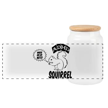 ADHD Squirrel ADHS Spruch Geschenk - Panorama Keksdose mit Holzdeckel - Weiß - Vorne