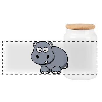 Hippo Happy Hippo comic style for children - Panoramic Cookie Jar with Wooden Lid - white - Front