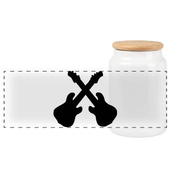 guitars - Panoramic Cookie Jar with Wooden Lid - white - Front