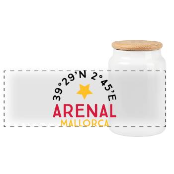 Arenal Mallorca - Panoramic Cookie Jar with Wooden Lid - white - Front