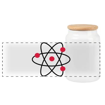 atom - Panoramic Cookie Jar with Wooden Lid - white - Front