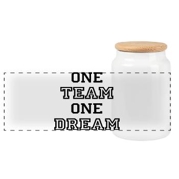 Team - Panorama Keksdose mit Holzdeckel - Weiß - Vorne