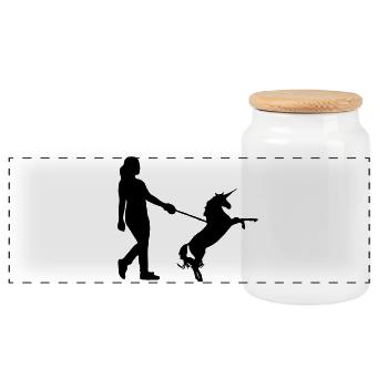 Promenade de la licorne - Licornes, Animal, Cadeau - Boîte à biscuits avec couvercle en bois - blanc - Devant