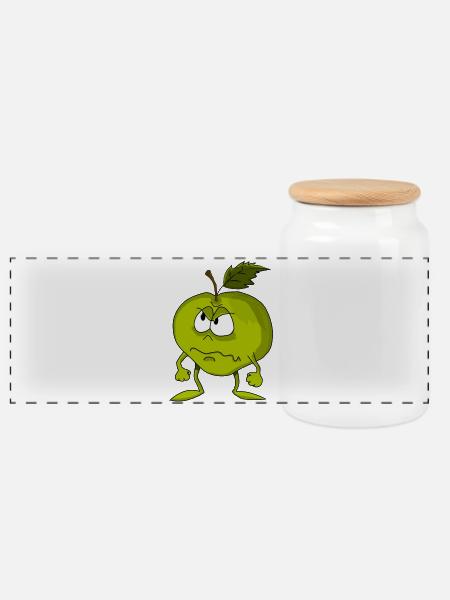 apple - Panoramic Cookie Jar with Wooden Lid - white