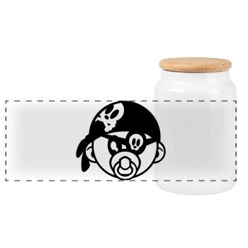 pirate de bébé - Boîte à biscuits avec couvercle en bois - blanc - Devant