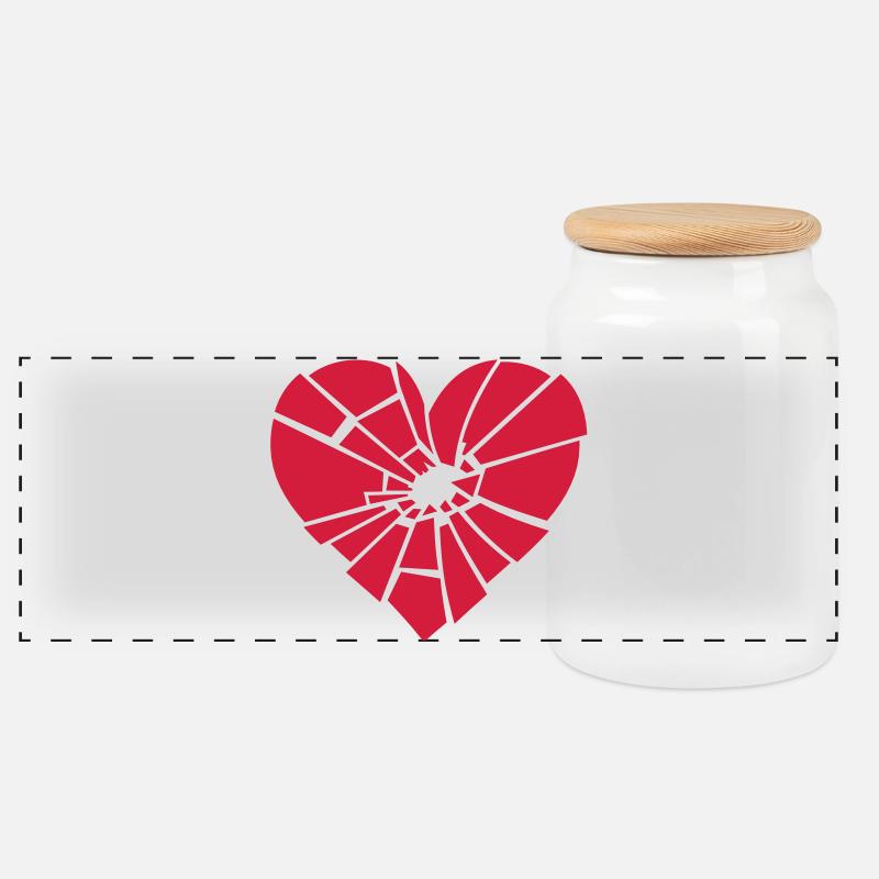 shattered heart - Panoramic Cookie Jar with Wooden Lid - white