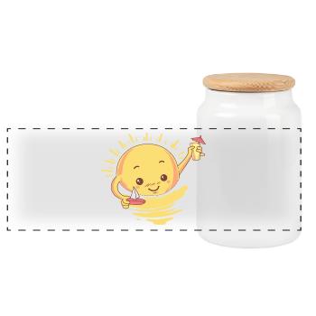 Sommer Cocktail Geschenk - Panorama Keksdose mit Holzdeckel - Weiß - Vorne