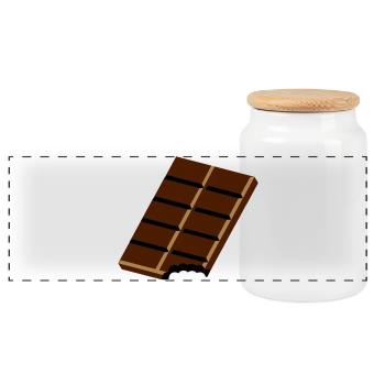 Une barre de chocolat - Boîte à biscuits avec couvercle en bois - blanc - Devant