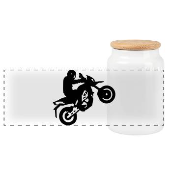 motorrad_16 - Panoramic Cookie Jar with Wooden Lid - white - Front
