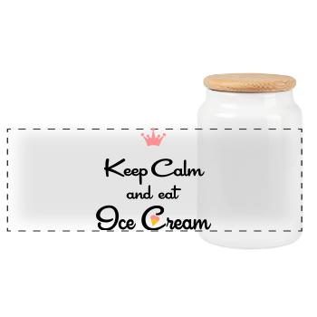 ice cream - Panoramic Cookie Jar with Wooden Lid - white - Front