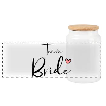 Team Bride Heart Hen Party Gift - Panoramic Cookie Jar with Wooden Lid - white - Front