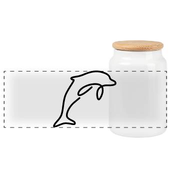 Dolphin - Panoramic Cookie Jar with Wooden Lid - white - Front