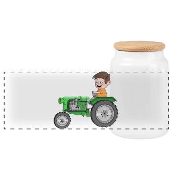Tracteur pour enfants - Boîte à biscuits avec couvercle en bois - blanc - Devant