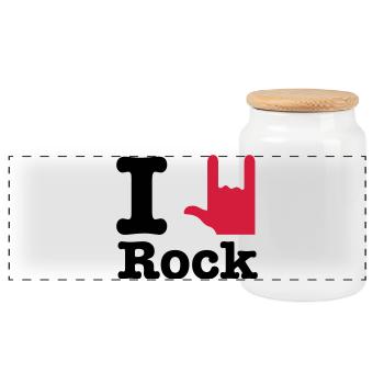 i love rock - ich liebe rock - Panorama Keksdose mit Holzdeckel - Weiß - Vorne
