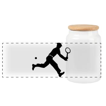 Tennis retro - Panorama Keksdose mit Holzdeckel - Weiß - Vorne
